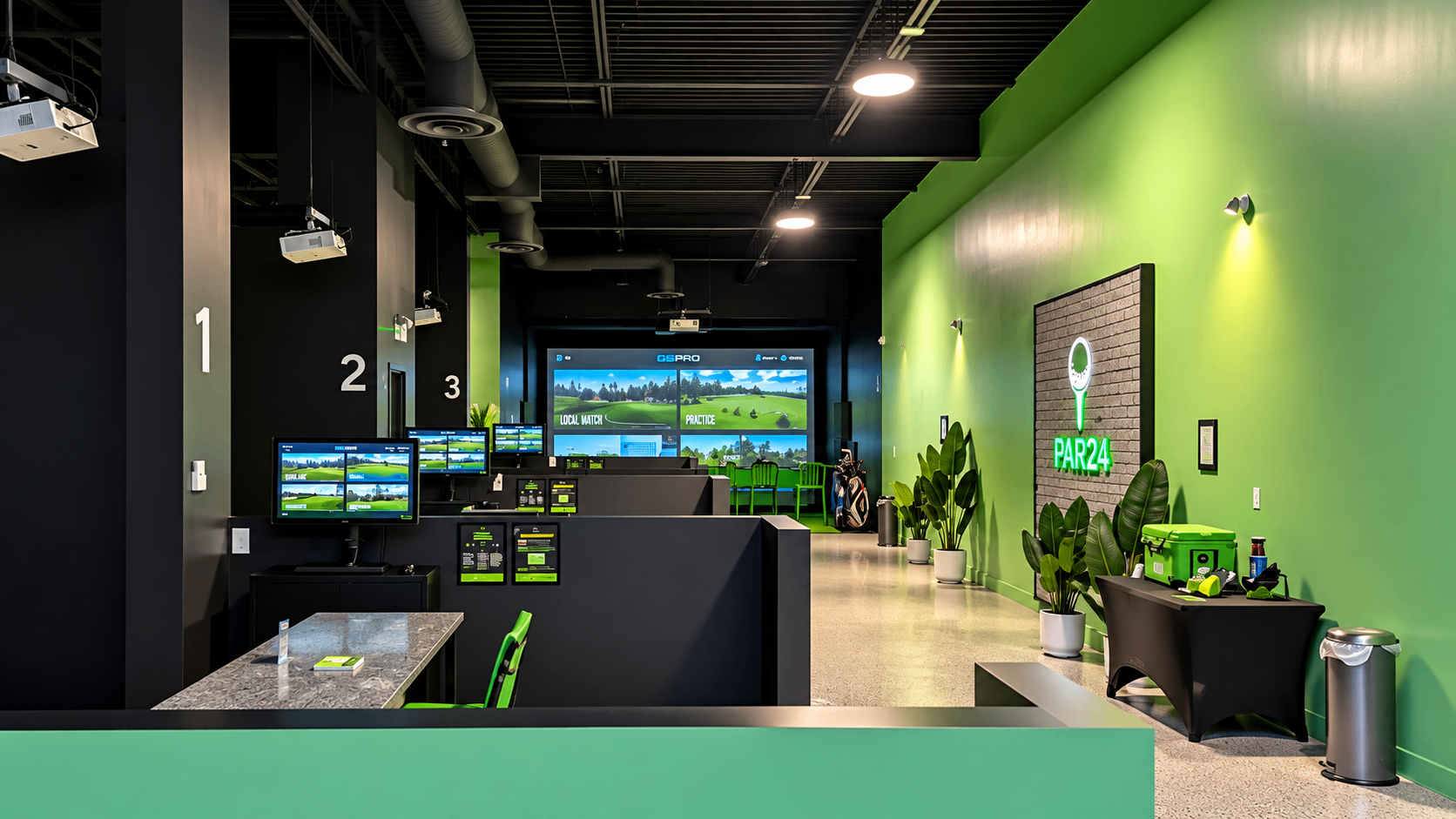 Inside PAR24 — simulator bays with GSPro